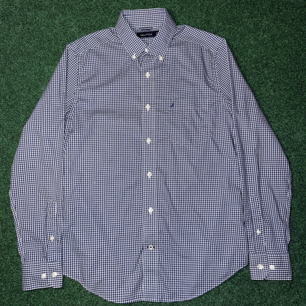 Nautica Button Down Blue‎ & White Men's Size Small W14